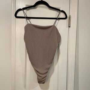 NWOT Good American Lavender Gold Sparkle Thin Strap Scoop Neck Bodysuit Size L